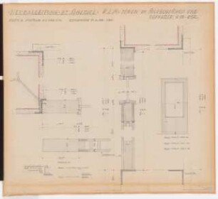 Reichsluftfahrtministerium, Berlin: Türen in Q1-3R (KG, Sockelgeschoss): Ansicht 1:10, Details 1:1