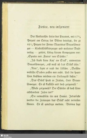 Fiesco, neu inszeniert