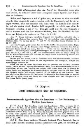 1. Zusammenfassende Hypothese über die Grundform. - Ihre Bestimmung. - Mögliche Grundformen.
