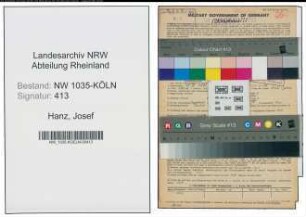 Entnazifizierung Josef Hanz , geb. 17.04.1890 (Steiger)