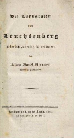 Die Landgrafen von Leuchtenberg