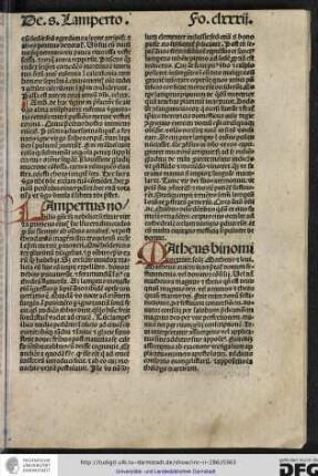 Lampertus nobilis genere sed nobilior sanctitate vite et a primevo erat...