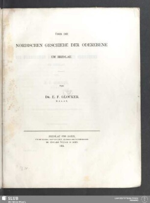 [Hauptw.]: Ueber die nordischen Geschiebe der Oderebene um Breslau