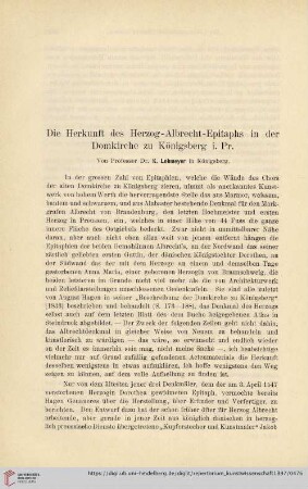 20: Die Herkunft des Herzog-Albrecht-Epitaphs in der Domkirche zu Königsberg i. Pr.