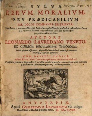 Sylva rerum moralium seu praedicabilium