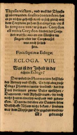 Ecloga VIII. Was ist der Inhalt in der achten Ecloga?