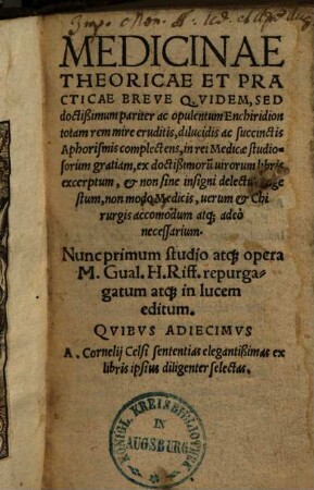 Medicinae theoricae et practicae breve ...