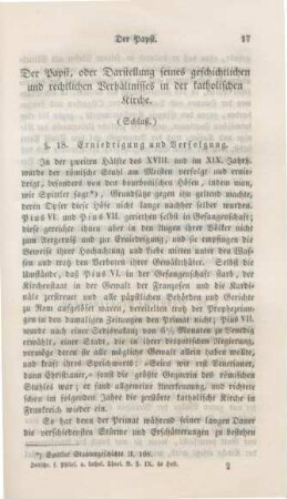 17-52 Der Papst, oder Darstellung seines geschichtlichen und rechtlichen Verhältnisses in der katholischen Kirche : (Schluß)