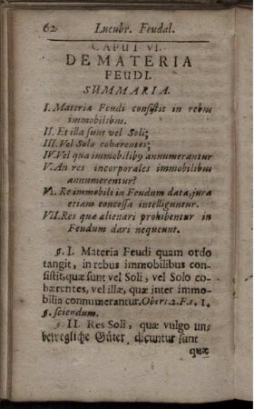 Caput VI. De Materia Feudi