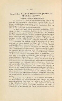 XII. Soziale Wohlfahrts-Einrichtungen privaten und öffentlichen Charakters.