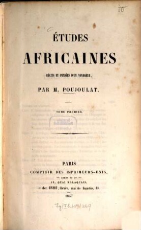 Études africaines : Récits et pensées d'un voyageur, 1