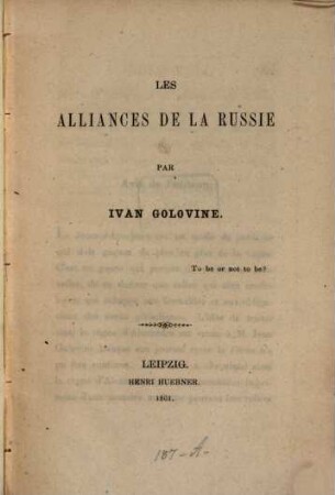 Les Alliances de la Russie