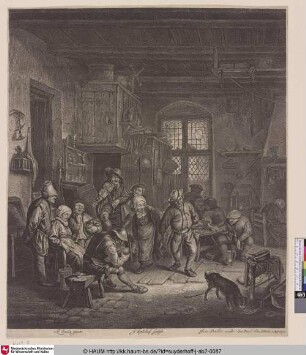 [Bauerninterieur mit tanzendem Paar; Peasant Interior with a Dancing couple]
