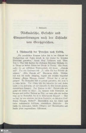 7. Abschnitt. Rückmärsche, Gefechte und Einquartierungen nach der Schlacht von Großgörschen