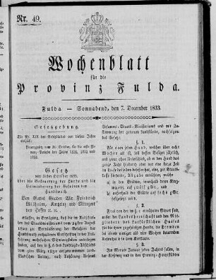 Nr. 49, Ausgabe vom 7. Dezember 1833