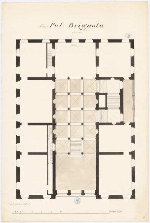 Palazzo Brignola, Genua: Grundriss, Maßstab in Pariser Fuß