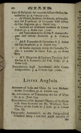 Livres Anglois.