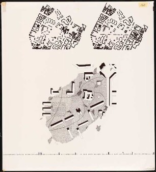 Moritzplatz, Berlin-Kreuzberg Schinkelwettbewerb 1983: Gesamtanlage: Lageplan, Perspektivische Draufsicht