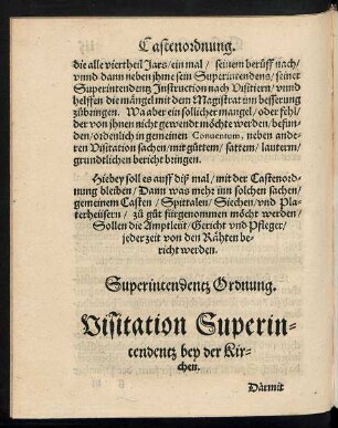 Visitation Superintendentz bey der Kirchen.