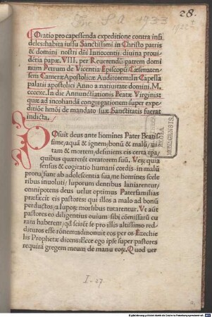 Oratio pro capessenda expeditione contra infideles : 1490. 03. 25