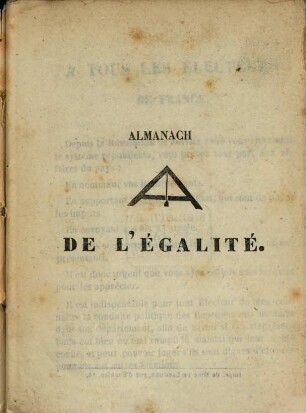Almanach de l'égalité. 1850