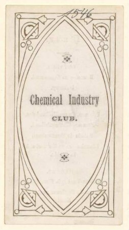 Menükarte : Chemical Industry Club, Café Royal