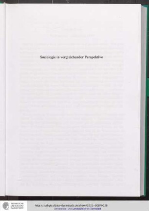 Soziologie in vergleichender Perspektive