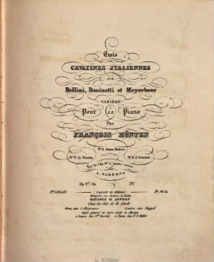 Trois cavatines italiennes de Bellini, Donizetti et Meyerbeer : variées pour le piano ; op. 97 bis, 1. Anna Bolena