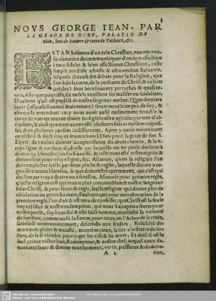 Nous George I'ean, Par La Grace De Dieu, Palatin Du Rhin, Duc de Baviere [et] conte de Veldentz, [et]c.