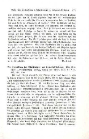 479-480 [Rezension] Beth, Karl, Die Entwicklung des Christentums zur Universal-Religion