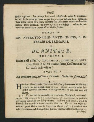 I. De Unitate.