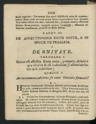 I. De Unitate.
