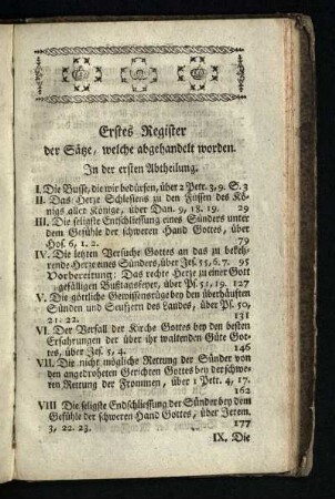 Erstes Register der Saetze, welche abgehandelt worden