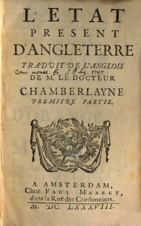 L' Etat Present D'Angleterre, 1
