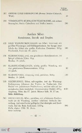 Antikes Silber (Renaissance, Barock und Empire) (Nr. 305-377)