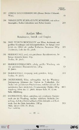 Antikes Silber (Renaissance, Barock und Empire) (Nr. 305-377)