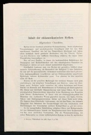 Inhalt der südamerikanischen Mythen.