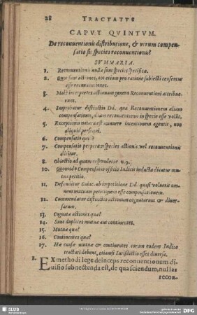 Caput Quintum. De reconventionis distributione, & utrum compensatio sic species reconventionis?