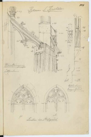 Münster St. Theobald, Thann: Details Fenster, Fassade (aus: Skizzen- und Fotoalbum 6)