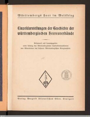Die 2. (württ.) Landwehr-Division im Weltkrieg 1914 - 18 : mit 5 Kroki, 6 Skizzen, 2 Tabellen