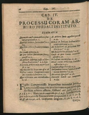 Cap. IV. De Processu Coram Arbitro Feudali Instituto.