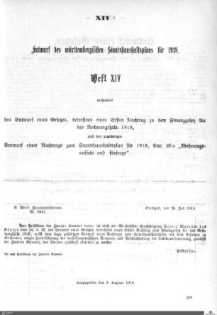 Staatshaushaltsplan 1918, Heft 14