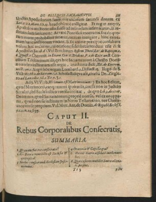 Caput II. De Rebus Corporalibus Consecratis.