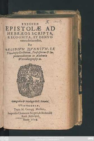 Exegesis Epistolae Ad Hebraeos