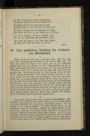 96. Zwei wunderbare Abenteuer des Freiherrn von Münchhausen.