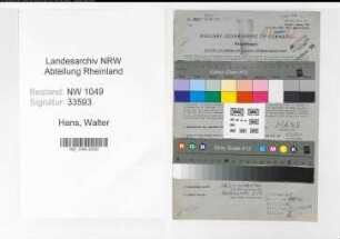 Entnazifizierung Walter Hans , geb. 11.02.1911 (Kaufmaennischer Angestellter)
