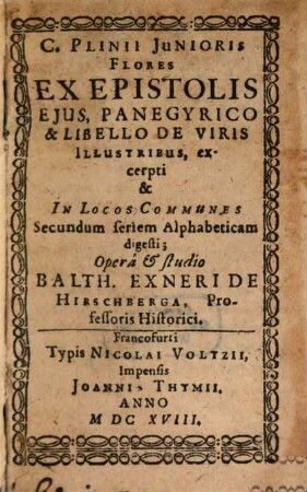 C. Plinii iunioris flores ex epistolis eius