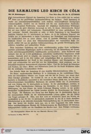 10: Die Sammlung Leo Kirch in Cöln, [1]