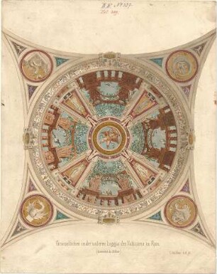 Walther, Conradin; Deutschland; Italien; Reisezeichnungen - Gewölbe in der unteren Loggia des Vatikans in Rom (Ansicht)