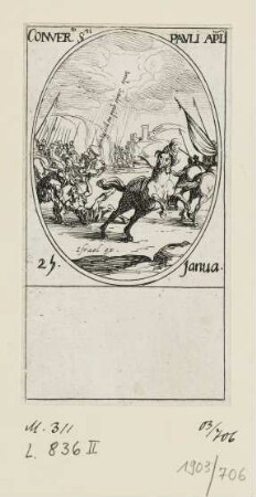Januar - Die Bekehrung des Heiligen Paulus, Blatt 8 der Folge "Les images de tous les saincts et saintes de l'année"